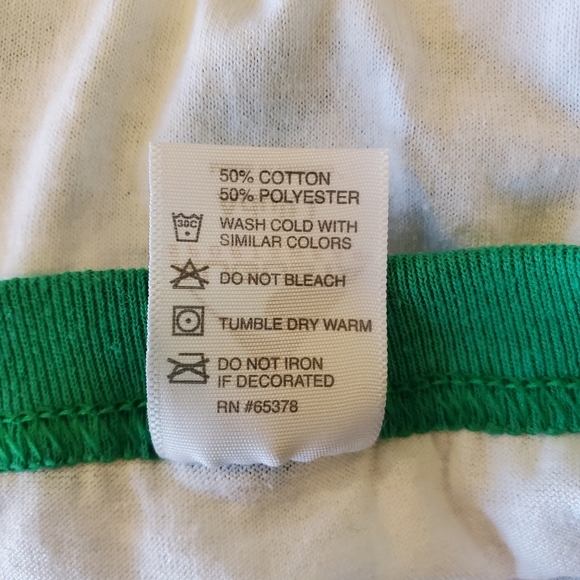 Custom made 001 shirt. Green and white with raglan short sleeves. Large unisex - Picture 8 of 12